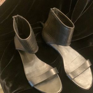 All Saints size 41 black leather back zip sandals